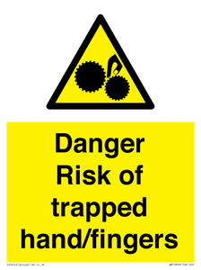 Danger Risk of trapped hand/fingers